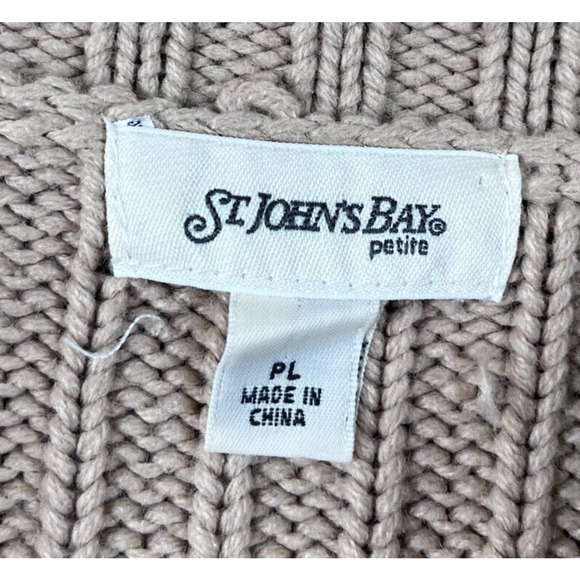 Vintage St Johns Bay Womens Chunky Cable Knit Cardigan Sweater Petite L Button - Picture 4 of 10